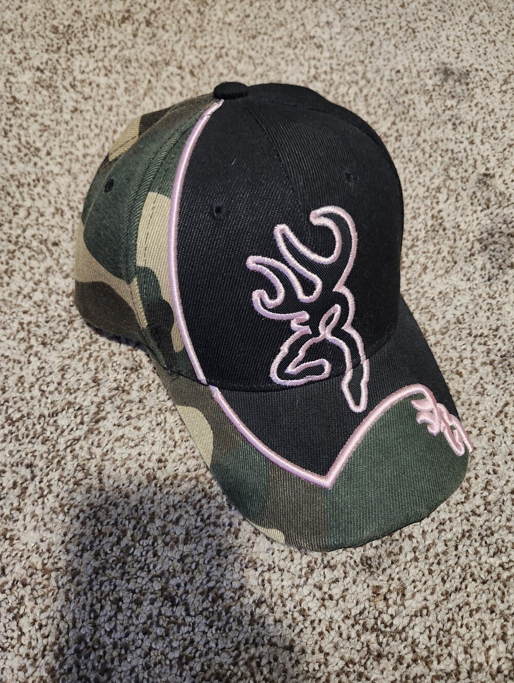 Black & Camo Women's Baseball Cap with Pink Trim One Size NWOT